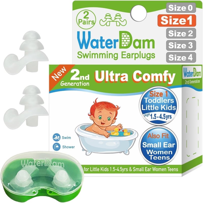 WaterDam Swimming Ear Plugs Great Waterproof Ultra Comfy Earplugs Prevent Swimmer's Ear - Image 1